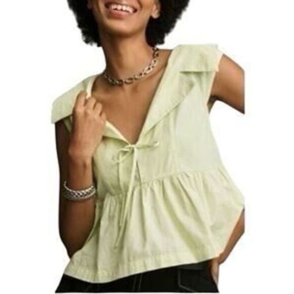Anthropologie Tops - Anthropologie Maeve Babydoll Blouse Light Green Size Large